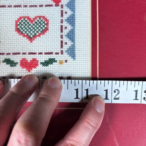 Vintage Christmas Cross Stitch Art Framed Holiday Needlepoint Wall Hanging - Picture 15 of 15